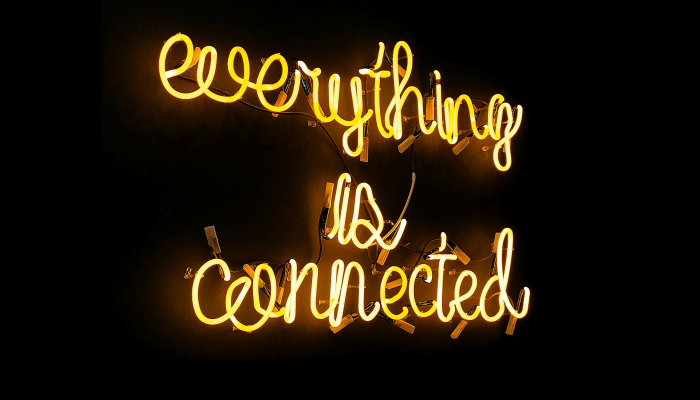 Neon "everything is connected" sign
