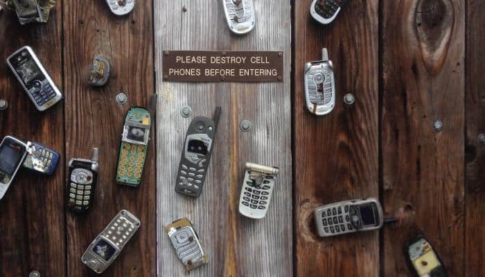 Cell phones on a table