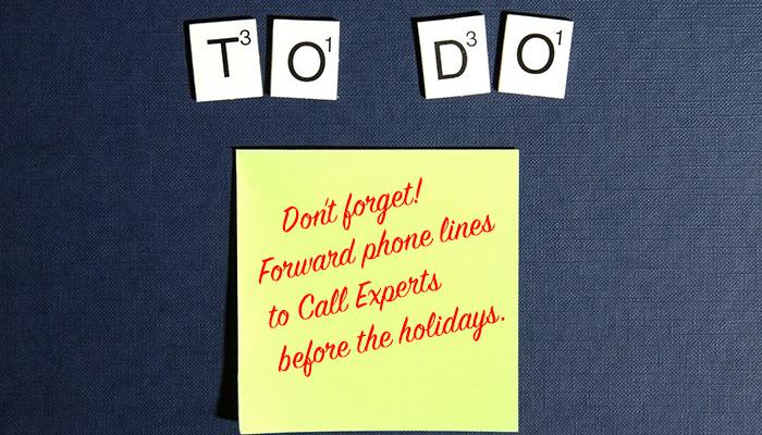 Post-it note reminder to forward calls to Call Experts