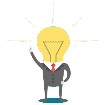 lightbulb dressed in a suit pointing up